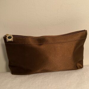 NWOT Bulgari satin brown cosmetics pouch